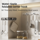 180° Foldable Hidden Hook Rail with Reusable Suction Cup - Waterproof Water Ripple Rack for Bathroom & Kitchen (Black-Transparency)