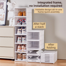 Transparent 3-Layer Foldable Shoe Storage Tower with Transparent Display Panel & Back Ventilation - One-Pull Instant Setup Stackable Box (25.5x34.5x52.5CM)