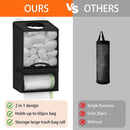 2-in-1 Black Kitchen Plastic Bag & Trash Bag Roll Dispenser(2 Pack) - Hanging Grocery & Produce Bag Organizer (17.5x9.9x5.8 inch)