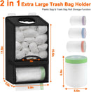 2-in-1 Grey Kitchen Plastic Bag & Trash Bag Roll Dispenser - Hanging Grocery & Produce Bag Organizer (17.5x9.9x5.8 inch)