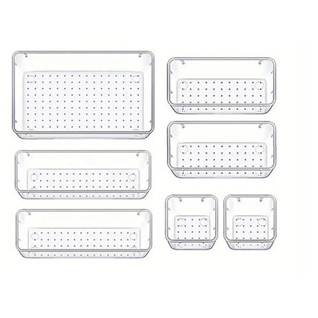 7PCS Transparent Stackable Organizer Set - 4-Size Versatile Desktop & Drawer Divider