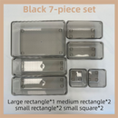 7PCS Black Transparent Stackable Organizer Set - 4-Size Versatile Desktop & Drawer Divider