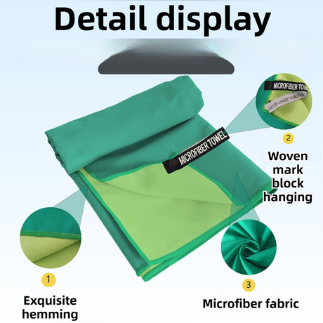 40×80CM and 76×152CM Ultra-Fine Microfiber Double-Sided Fleece Towel Set - Rapid Drying Travel & Fitness Essentials (Green)