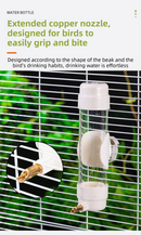White Automatic Bird Water Dispenser with Extended Brass Needle Valve and Graduated Marking - 200ML Transparent Flat Cap Feeder
