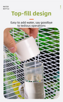White Automatic Bird Water Dispenser with Extended Brass Needle Valve and Graduated Marking - 200ML Transparent Flat Cap Feeder