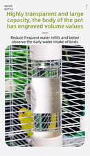 White Automatic Bird Water Dispenser with Extended Brass Needle Valve and Graduated Marking - 200ML Transparent Flat Cap Feeder