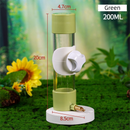 Green Automatic Bird Water Dispenser with Extended Brass Needle Valve and Graduated Marking - 200ML Transparent Flat Cap Feeder