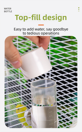 Green Automatic Bird Water Dispenser with Extended Brass Needle Valve and Graduated Marking - 200ML Transparent Flat Cap Feeder