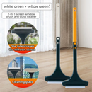 2-Pack 2-in-1 Professional Window Screen Brush & Glass Cleaner - Detachable Long-Handle Squeegee & Scrubber (White Green & Yellow Green)