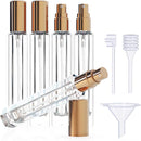 5-Piece Gold Premium Glass Travel Perfume Atomizer Set - 10ml Portable Refillable Sprayers with Transfer Tools