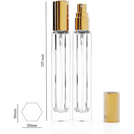 15-Piece/3-Set Gold Premium Glass Travel Perfume Atomizer Set - 10ml Portable Refillable Sprayers with Transfer Tools