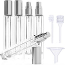 5-Piece Sliver Premium Glass Travel Perfume Atomizer Set - 10ml Portable Refillable Sprayers with Transfer Tools