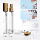 5-Piece Black Premium Glass Travel Perfume Atomizer Set - 10ml Portable Refillable Sprayers with Transfer Tools