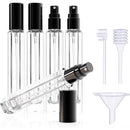 15-Piece/3-Set Black Premium Glass Travel Perfume Atomizer Set - 10ml Portable Refillable Sprayers with Transfer Tools