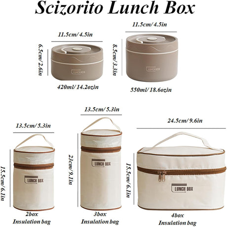 2-Pack Beige 304 Stainless Steel Microwave-Safe Lunch Box Set - Stackable Insulated Bento Containers for Office & School