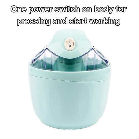 Blue 500ML Compact Electric Ice Cream Maker - Portable Quick Iced Drink Bucket & Soft Serve Machine with Rapid 15-Min Freezing
