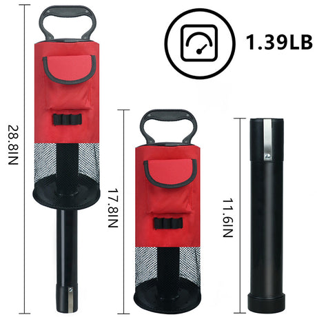 Black and Red Lightweight Golf Retriever with Detachable No-Bend Shag Tube & Mesh Bag Holding Up to 70-Ball