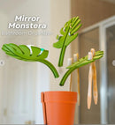 2 Set Mirror-Mount Half-Leaf Monstera Bathroom Organizer (Vase + 3 Leaves) - Decorative Home Vanity Set