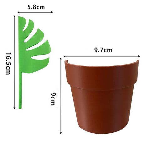 2 Set Mirror-Mount Half-Leaf Monstera Bathroom Organizer (Vase + 3 Leaves) - Decorative Home Vanity Set