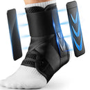 M Size Black Triple-Layer Compression Ankle Brace With Adjustable Lace-Up - Breathable Sprain Prevention Sleeve
