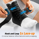 L Size Black Triple-Layer Compression Ankle Brace With Adjustable Lace-Up - Breathable Sprain Prevention Sleeve