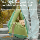 Green 2-in-1 Fluffy Travel Cat Bed & Car Safety Seat - Enclosed Windproof Pet Carrier with Reversible Summer/Winter Cushion, Reinforced Handle and Escape-Proof Leash