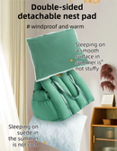 Green 2-in-1 Fluffy Travel Cat Bed & Car Safety Seat - Enclosed Windproof Pet Carrier with Reversible Summer/Winter Cushion, Reinforced Handle and Escape-Proof Leash