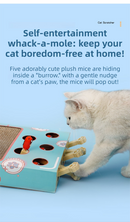 3-in-1 Whack-A-Mole Cat Toy & Scratching Lounge - Spring Swivel Toy, Interactive Puzzle Box and Multi-Functional Cat Scratcher