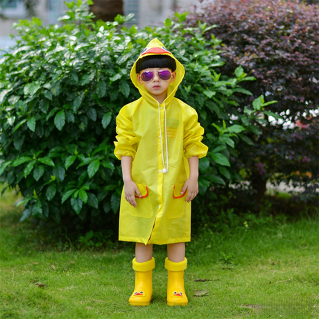 Kids Cartoon Rain Gear Set - Eco-Friendly Odorless Yellow Duck Raincoat & Matching 14cm Duck Rain Boots with Detachable Warm Cotton Liner