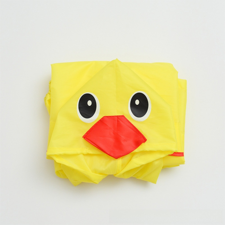 Yellow Duck Kids Cartoon Animal Raincoat - Waterproof Hooded Rain Poncho for Toddlers & Students (90-130CM Height)