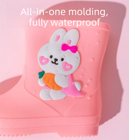 Cute Yellow Duck Kids Rain Boots with Removable Warm Cotton Liner - Waterproof Anti-Slip Toddler Wellies for Foot Length 13CM