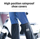 A Pair 40CM High-Tube Double-Layer Waterproof Rain Boot Covers - Durable Anti-Slip Reflective Motorcycle Over-Shoes (S Size)