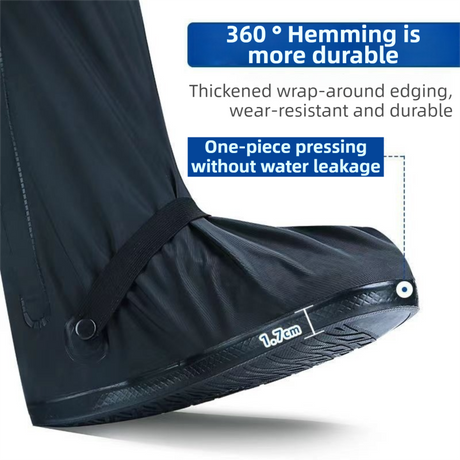 A Pair 40CM High-Tube Double-Layer Waterproof Rain Boot Covers - Durable Anti-Slip Reflective Motorcycle Over-Shoes (S Size)