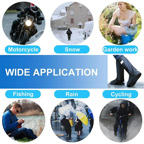 A Pair 40CM High-Tube Double-Layer Waterproof Rain Boot Covers - Durable Anti-Slip Reflective Motorcycle Over-Shoes (S Size)