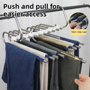 5-Tier Sliver Stainless Steel Pants Rack and 10-Pack Magic Cascading Hangers Set - Space-Saving Closet Organizer Kit