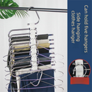5-Tier Sliver Stainless Steel Pants Rack and 10-Pack Magic Cascading Hangers Set - Space-Saving Closet Organizer Kit