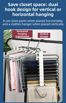 5-Tier Sliver Stainless Steel Pants Rack and 10-Pack Magic Cascading Hangers Set - Space-Saving Closet Organizer Kit