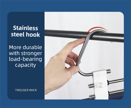 5-Tier Sliver Stainless Steel Pants Rack and 10-Pack Magic Cascading Hangers Set - Space-Saving Closet Organizer Kit