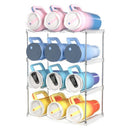 4-Tier Stackable Transparent Cup & Wine Organizer - Detachable Tumbler & Bottle Desktop Rack