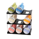 3-Tier Stackable Black Cup & Wine Organizer - Detachable Tumbler & Bottle Desktop Rack