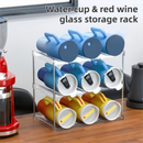 3-Tier Stackable Black Cup & Wine Organizer - Detachable Tumbler & Bottle Desktop Rack