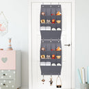 12-Pockets Grey Collapsible Over-the-Door Hanging Storage Bag - Space-Saving Shoes & Sundries Wall Holder with Hooks