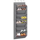 8-Tier Grey Collapsible Over-the-Door Hanging Storage Bag - Space-Saving Shoes & Sundries Wall Holder with Hooks