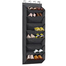 8-Tier Black Collapsible Over-the-Door Hanging Storage Bag - Space-Saving Shoes & Sundries Wall Holder with Hooks
