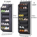 8-Tier Black Collapsible Over-the-Door Hanging Storage Bag - Space-Saving Shoes & Sundries Wall Holder with Hooks