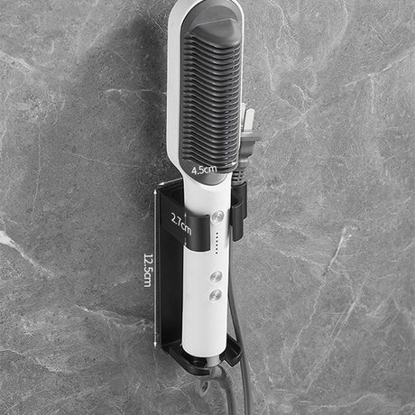 Black Wall-Mounted Aluminum Curling Iron Holder with Tidy Cord - Heat-Resistant Hair Straightener Storage Rack for Diameter ≤ 36mm