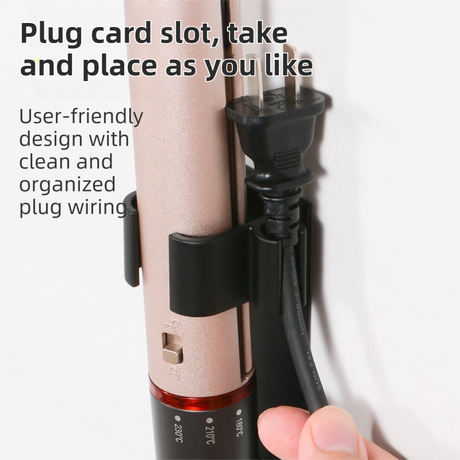 White Wall-Mounted Aluminum Curling Iron Holder with Tidy Cord - Heat-Resistant Hair Straightener Storage Rack for Diameter ≤ 36mm