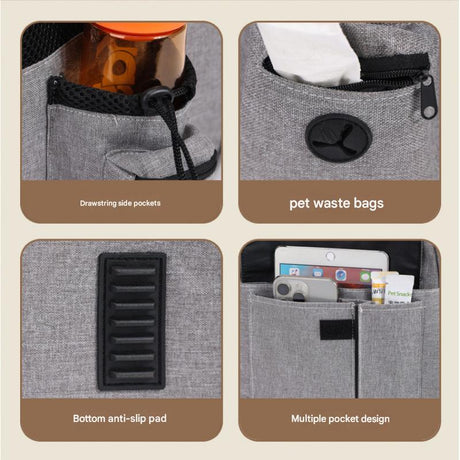 Grey and Green Large Expandable Cat Travel Backpack - Breathable & Collapsible Pet Carrier 62x34x43CM
