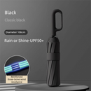 Black Heavy Duty Fully Automatic Carabiner Umbrella with Integrated Hook Handle (Diameter 106CM) - Ultra Windproof and UV Protective Sun & Rain Umbrella