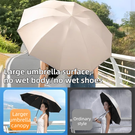 Green Heavy Duty Fully Automatic Carabiner Umbrella with Integrated Hook Handle (Diameter 106CM) - Ultra Windproof and UV Protective Sun & Rain Umbrella
